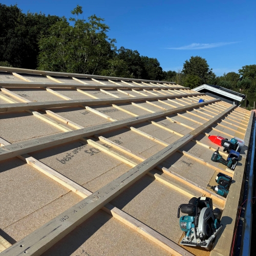 Udendørs tag i Børkop udført af tømrer